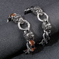 Hip-hop Cool Style Wolf Stainless Steel Patchwork Men's Bangle main image 1