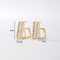 1 Pair Glam Simple Style Solid Color Plating Inlay Copper Zircon 14k Gold Plated Ear Studs sku image 1