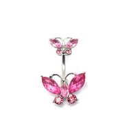 Glam Retro Butterfly Stainless Steel Alloy Plating Inlay Zircon White Gold Plated Gold Plated Silver Plated Belly Ring main image 9