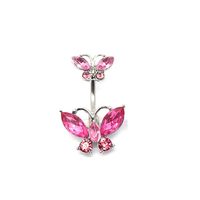 Glam Retro Butterfly Stainless Steel Alloy Plating Inlay Zircon White Gold Plated Gold Plated Silver Plated Belly Ring sku image 2