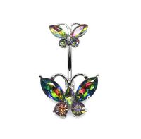 Glam Retro Butterfly Stainless Steel Alloy Plating Inlay Zircon White Gold Plated Gold Plated Silver Plated Belly Ring main image 8