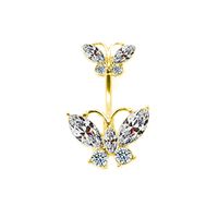 Glam Retro Butterfly Stainless Steel Alloy Plating Inlay Zircon White Gold Plated Gold Plated Silver Plated Belly Ring main image 2