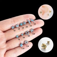 1 Piece Ear Cartilage Rings & Studs Lady Sweet Star Heart Shape Flower Copper Inlay Zircon main image 6