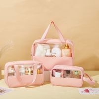 Simple  Style Pvc Pu Leather Solid Color Storage Bag main image 3