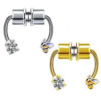 Simple Style Classic Style Solid Color Stainless Steel Alloy Titanium Plating Inlay Rhinestones White Gold Plated Gold Plated Nose Studs main image 7