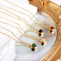 Sweet Heart Shape Stainless Steel Plating Inlay Zircon Gold Plated Pendant Necklace main image 1