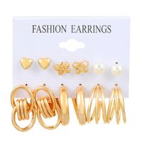 1 Set Casual Modern Style Round Heart Shape Butterfly Enamel Plating Inlay Arylic Alloy Metal Rhinestones Pearl Zircon 18k Gold Plated Gold Plated Silver Plated Earrings sku image 23