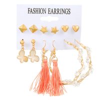1 Set Casual Modern Style Round Heart Shape Butterfly Enamel Plating Inlay Arylic Alloy Metal Rhinestones Pearl Zircon 18k Gold Plated Gold Plated Silver Plated Earrings sku image 12
