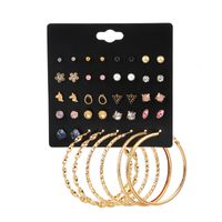 1 Set Casual Modern Style Round Heart Shape Butterfly Enamel Plating Inlay Arylic Alloy Metal Rhinestones Pearl Zircon 18k Gold Plated Gold Plated Silver Plated Earrings sku image 34