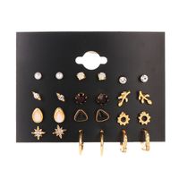 1 Set Casual Modern Style Round Heart Shape Butterfly Enamel Plating Inlay Arylic Alloy Metal Rhinestones Pearl Zircon 18k Gold Plated Gold Plated Silver Plated Earrings sku image 4