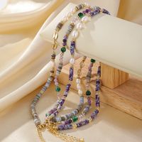 Casual Vacation Multicolor Freshwater Pearl Shell Copper Beaded Plating 14k Gold Plated Necklace main image 1