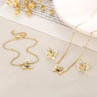 Titanium Steel 18K Gold Plated Elegant Simple Style Butterfly Bow Knot Bracelets Earrings Necklace main image 5