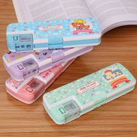 Authentic Pinyou Children Cartoon Pencil Box Creative Double Open With Pencil Sharpener Stationery Box Cute Student Stationery Pencil Case main image 1