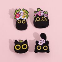 Cute Cat Flower Alloy Stoving Varnish Unisex Brooches main image 1