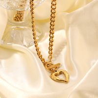 Stainless Steel 18K Gold Plated IG Style Casual Toggle Plating Hollow Out Heart Shape Pendant Necklace main image 4