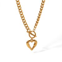 Stainless Steel 18K Gold Plated IG Style Casual Toggle Plating Hollow Out Heart Shape Pendant Necklace main image 3
