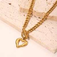Stainless Steel 18K Gold Plated IG Style Casual Toggle Plating Hollow Out Heart Shape Pendant Necklace main image 5