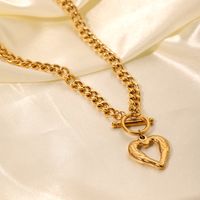 Stainless Steel 18K Gold Plated IG Style Casual Toggle Plating Hollow Out Heart Shape Pendant Necklace main image 6