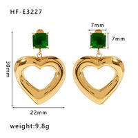 1 Pair Simple Style Round Heart Shape Inlay Titanium Steel Zircon Drop Earrings sku image 22