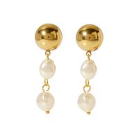 1 Pair Ig Style Elegant Oval Pearl Plating Stainless Steel 18k Gold Plated Drop Earrings main image 4