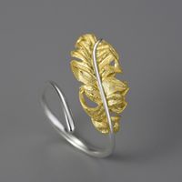 Simple Style Feather Sterling Silver Rings sku image 1