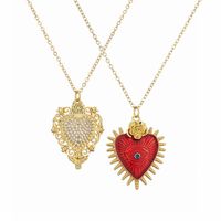 Simple Style Heart Shape Copper Zircon Pendant Necklace In Bulk main image 1