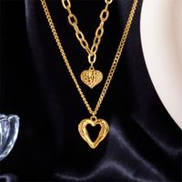 Hip-hop Heart Shape Metal Plating Unisex Layered Necklaces main image 3