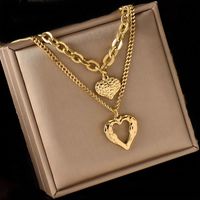 Hip-hop Heart Shape Metal Plating Unisex Layered Necklaces main image 5