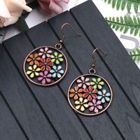 1 Pair Bohemian Water Droplets Flower Rhombus Enamel Inlay Alloy Rhinestones Drop Earrings main image 3