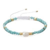 Ethnic Style Round Natural Stone Freshwater Pearl Copper Plating 18k Gold Plated Bracelets sku image 2