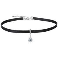 Sexy Simple Style Geometric Pu Leather Alloy Inlay Artificial Pearls Rhinestones Zircon Women's Choker sku image 1