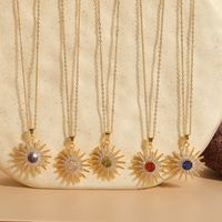 Classic Style Shiny Sun Copper 14k Gold Plated Zircon Pendant Necklace In Bulk main image 7