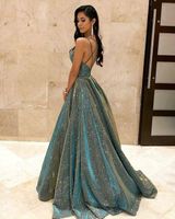Women's Ball Gown Elegant Sexy V Neck Sequins Diamond Sleeveless Solid Color Maxi Long Dress Business Banquet main image 2