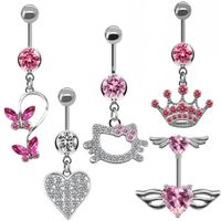 Lady Classic Style Shiny Cat Crown Butterfly Stainless Steel Alloy Copper Plating Metal Inlay Zircon White Gold Plated Gold Plated Belly Ring main image 5