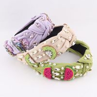 Elegant Lady Star Fruit Solid Color Cloth Inlay Artificial Rhinestones Artificial Pearls Hair Band main image 1