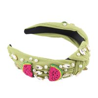 Elegant Lady Star Fruit Solid Color Cloth Inlay Artificial Rhinestones Artificial Pearls Hair Band main image 3