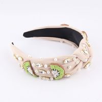 Elegant Lady Star Fruit Solid Color Cloth Inlay Artificial Rhinestones Artificial Pearls Hair Band main image 2