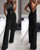 Women's Party Street Sexy Solid Color Full Length Diamond Jumpsuits main image 1