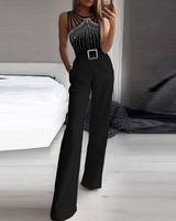 Women's Party Street Sexy Solid Color Full Length Diamond Jumpsuits main image 3