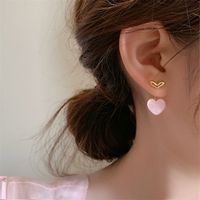 1 Pair Sweet Heart Shape Plating Copper Ear Studs main image 2