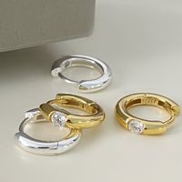 1 Pair Ig Style Simple Style Circle Plating Inlay Sterling Silver Zircon Earrings main image 1