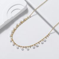 Elegant Simple Style Round Freshwater Pearl Sterling Silver Plating Inlay Zircon Necklace main image 1