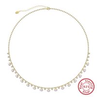 Elegant Simple Style Round Freshwater Pearl Sterling Silver Plating Inlay Zircon Necklace main image 3