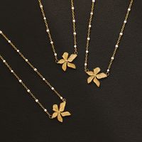 Lady Flower Titanium Steel Plating 18k Gold Plated Pendant Necklace main image 5