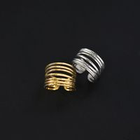 Classic Style Solid Color Titanium Steel 18k Gold Plated Open Ring In Bulk main image 3