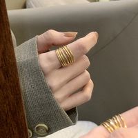 Classic Style Solid Color Titanium Steel 18k Gold Plated Open Ring In Bulk main image 1