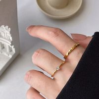 Simple Style Solid Color Titanium Steel Plating 18k Gold Plated Rings main image 5