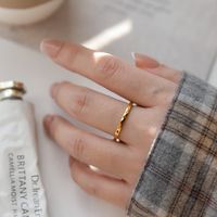 Simple Style Solid Color Titanium Steel Plating 18k Gold Plated Rings main image 2