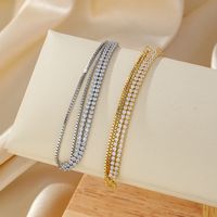 Elegant Commute Solid Color Copper Plating Inlay Zircon 14k Gold Plated Bracelets main image 5