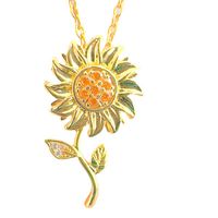 Elegant Sunflower Copper Plating Inlay Zircon 18k Gold Plated Pendant Necklace main image 1